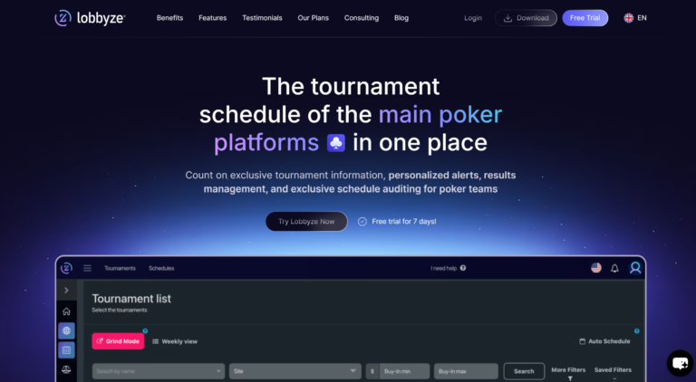 Lobbyze Review: MTT Schedules from All Poker Rooms in One Window